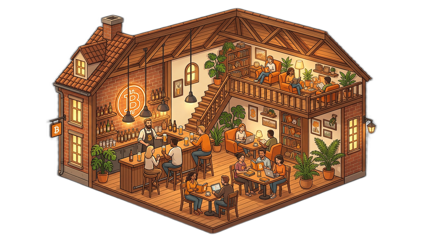 Bitcoin Library - przytulna biblioteka z książkami o Bitcoin